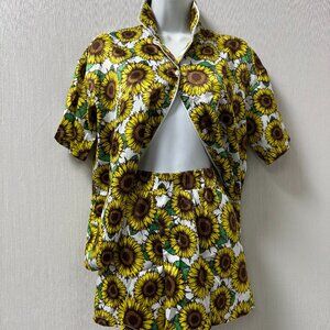 Art Class Sunflower Pajama Set Kids XXL 16/18 Button Up Sleepwear